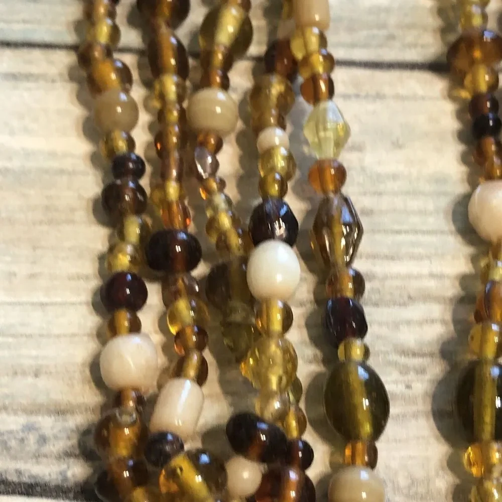 Acrylic Beads Necklace Multi-strand Brown Amber‎ Color 18
